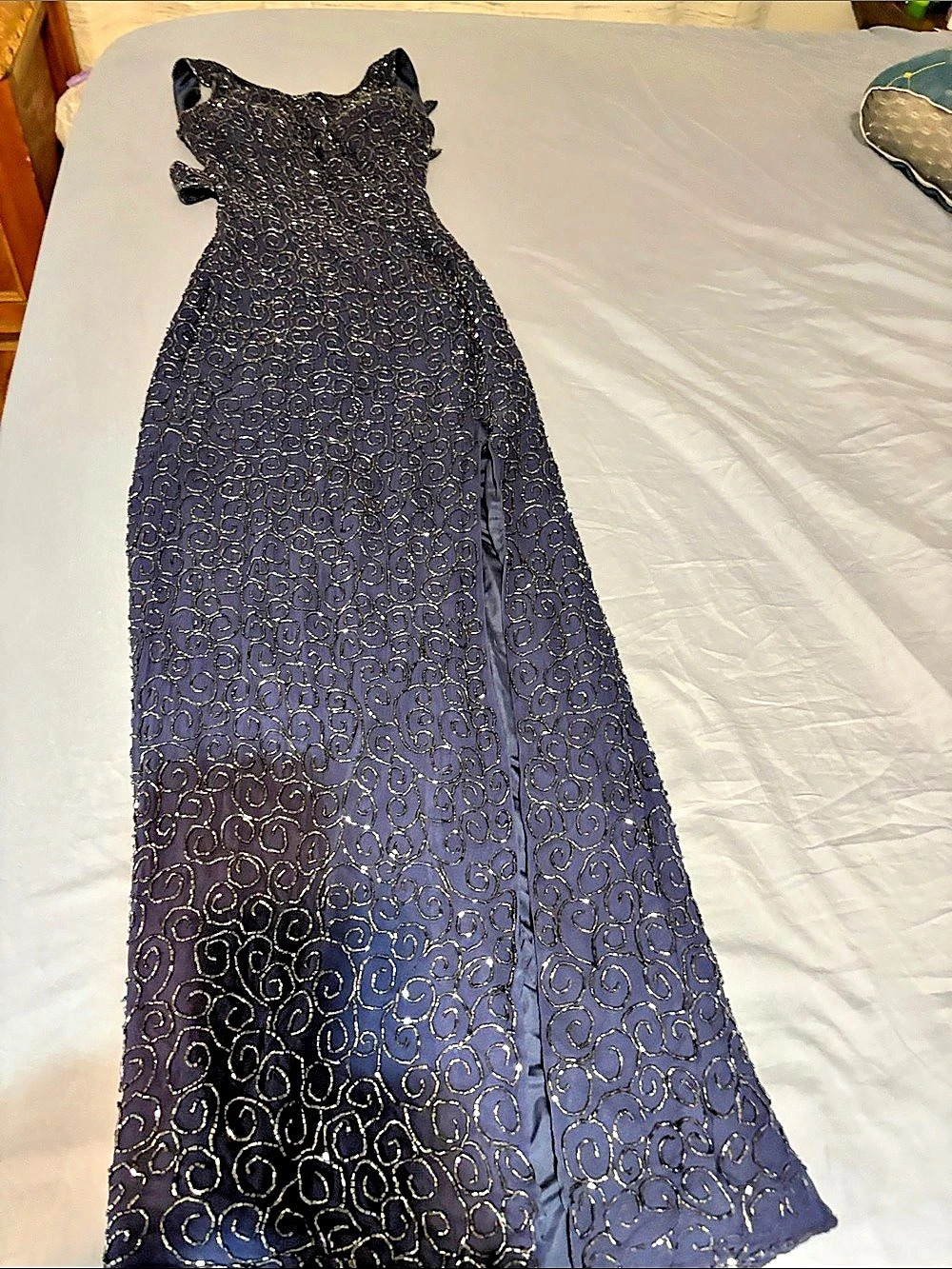 Women's Abstract Maxi Dress in Blue & Black Like New